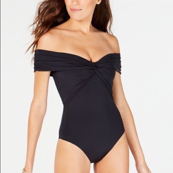 Trina Turk Twist One Piece Swimsuit Off Shoulder - Picture 1 of 3